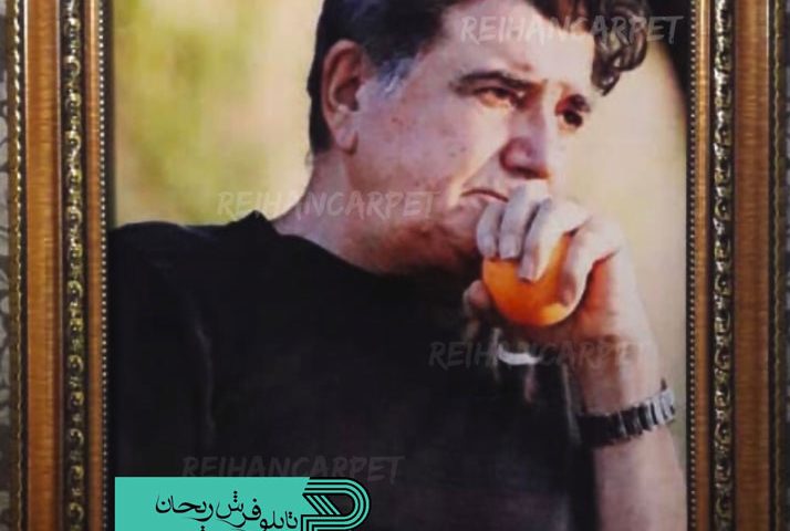 نقش استاد شجریان بر تابلو فرش سفارشی چهره