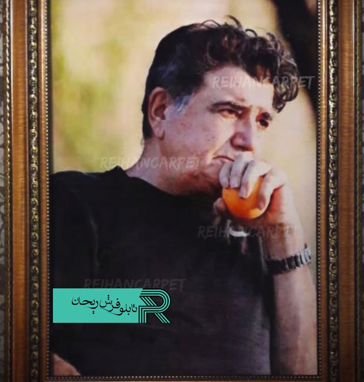 نقش استاد شجریان بر تابلو فرش سفارشی چهره