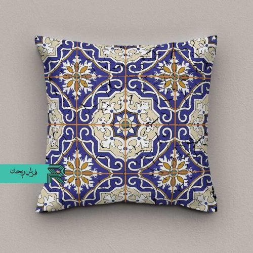 کوسن مخمل قابل شستشو طرح سنتی اسلیمی کاشی سنتی