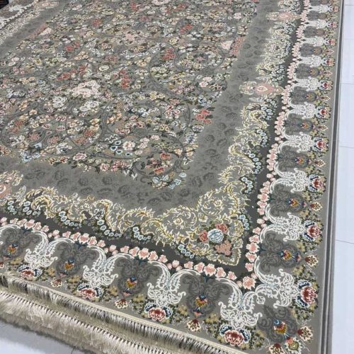 فرش ماشینی ۱۲۰۰شانه نقشه پارادایس رنگ نقره ای