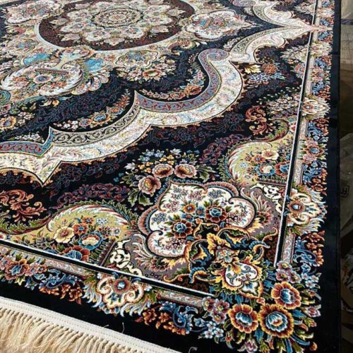 فرش ماشینی ۷۰۰ شانه تراکم ۲۵۵۰ نقشه شهیاد سرمه ای