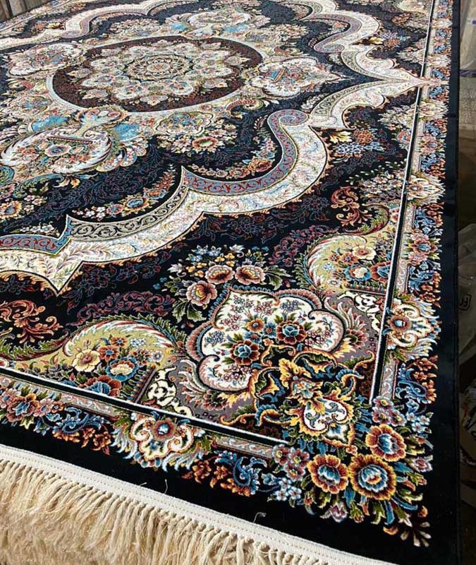 فرش ماشینی ۷۰۰ شانه تراکم ۲۵۵۰ نقشه شهیاد سرمه ای