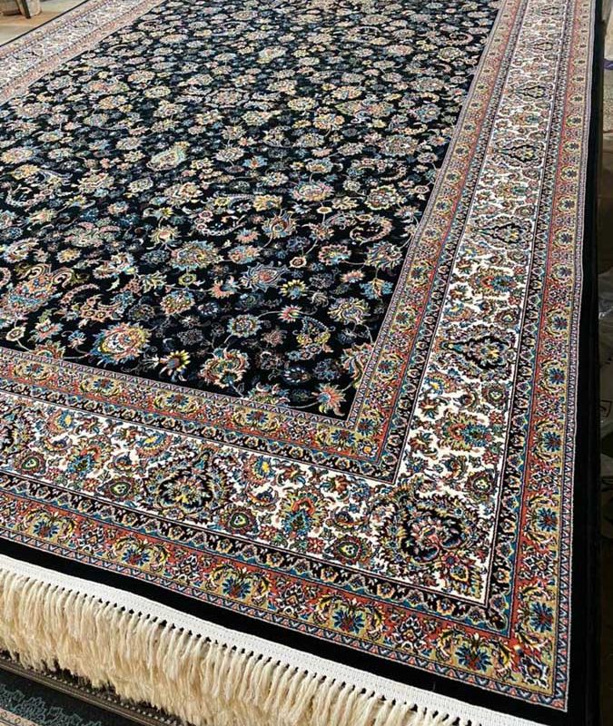 فرش ماشینی ۷۰۰ شانه تراکم ۲۵۵۰ نقشه دریا سرمه ای