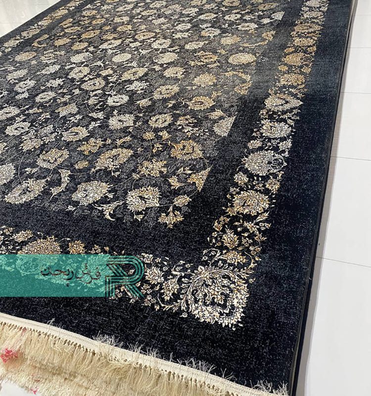 قیمت و خرید فرش ماشینی ۷۰۰ شانه اکریلیک نقشه لیانا سرمه ای