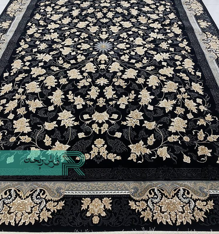 قیمت و خرید فرش ماشینی ۷۰۰ شانه اکریلیک نقشه جانان سرمه ای