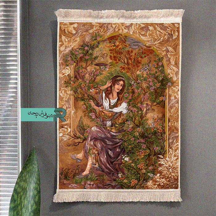 تابلوفرش مینیاتور نقاشی استادفرشچیان| بافت ظریف | نقشه اصلی فرش دستباف | قابل شستشو و رنگ ثابت | تابلو فرش ماشینی| پرژی راگ| persirug