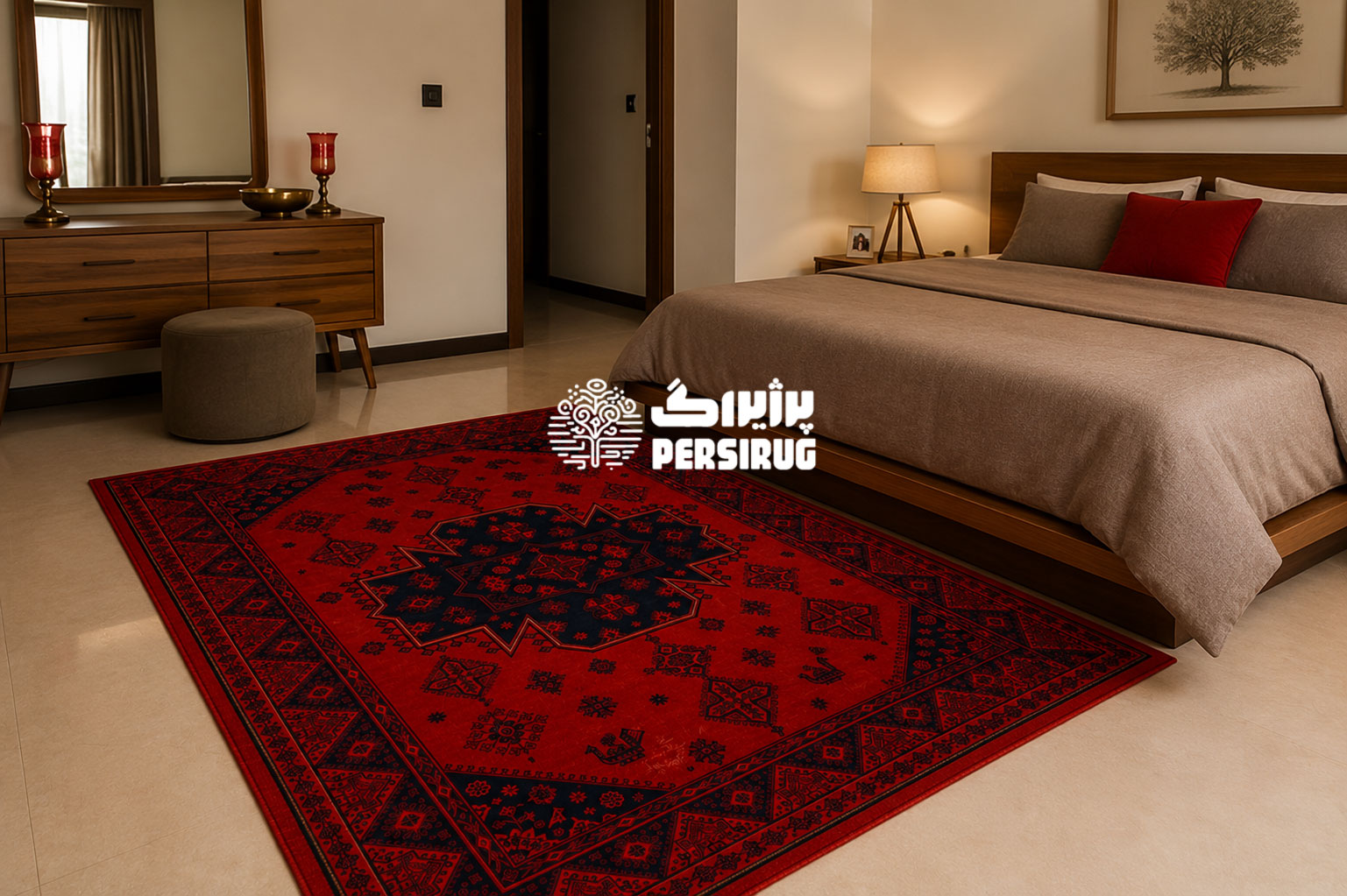 فرش ماشینی طرح سرمه سرخ - Image 3