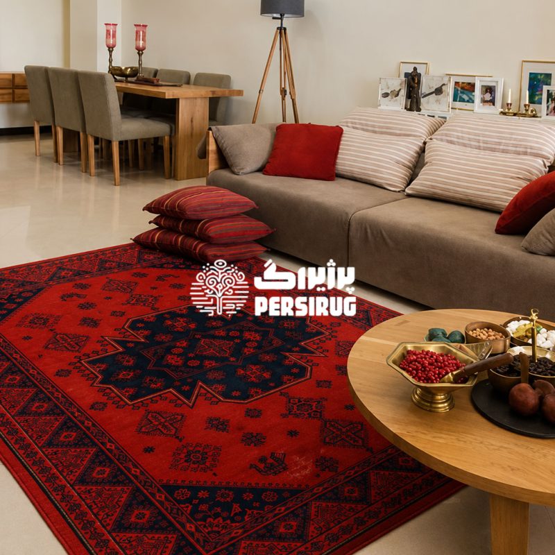 فرش ماشینی طرح سرمه سرخ