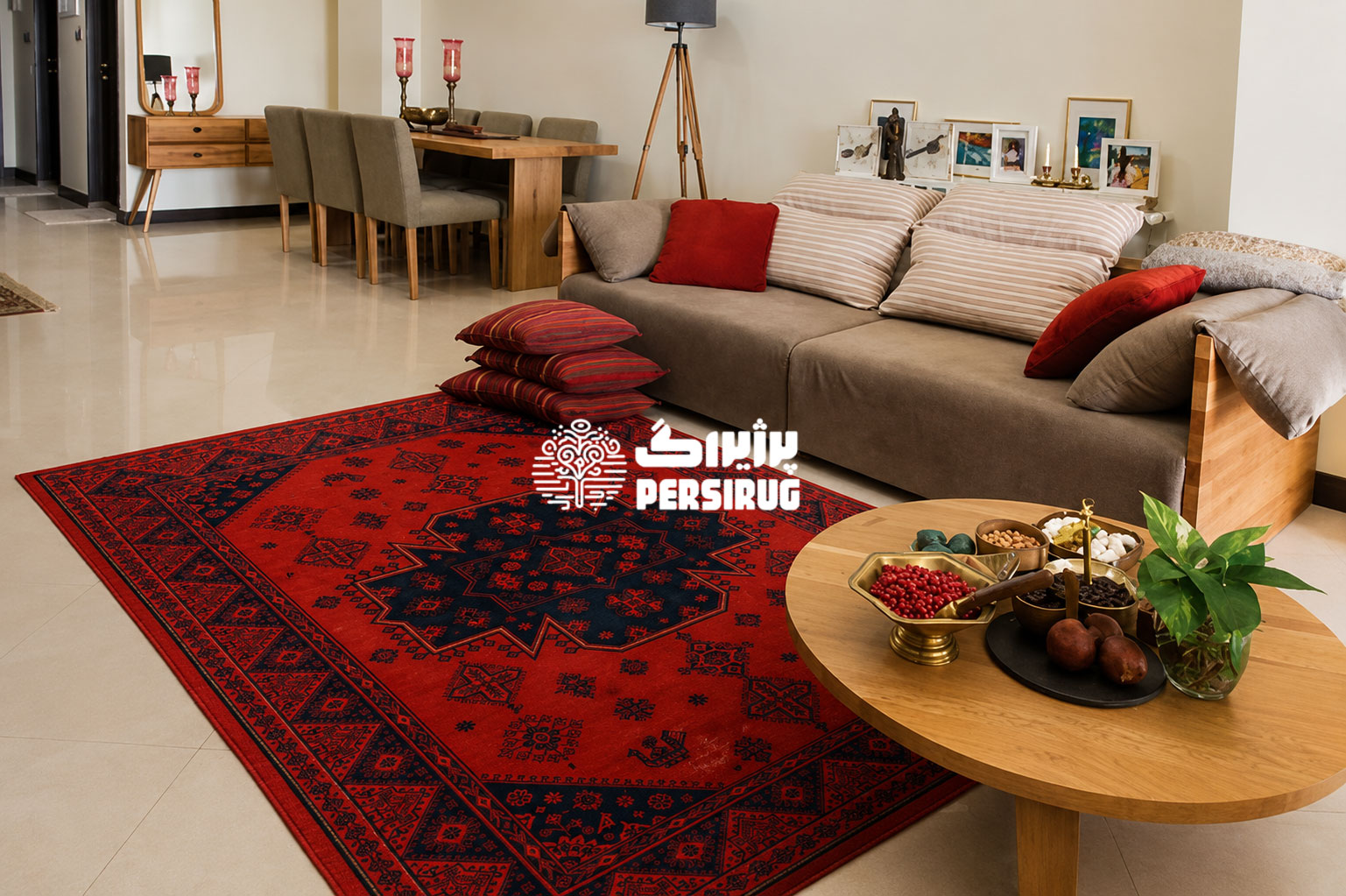 فرش ماشینی طرح سرمه سرخ