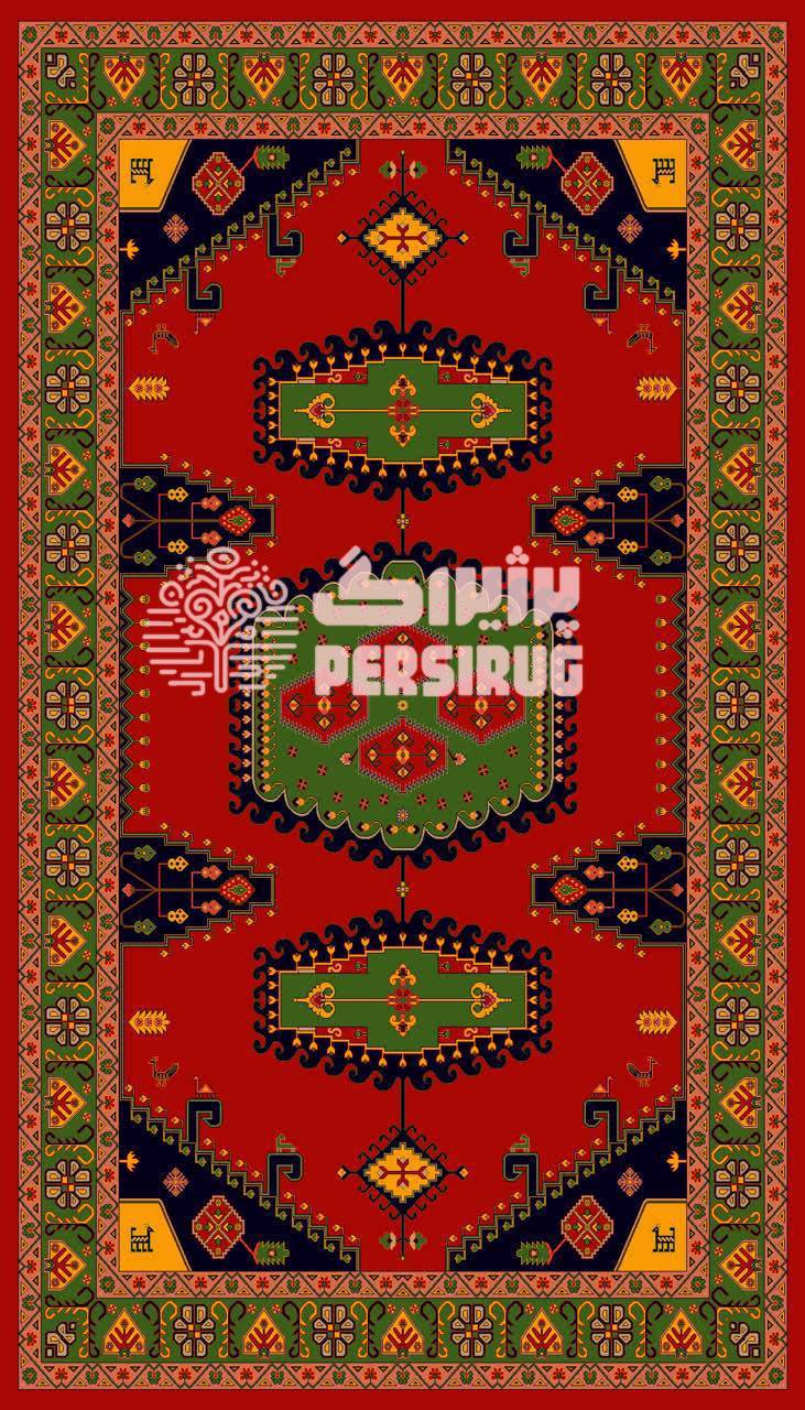 رومیزی ، سفره و روفرشی شاهنشین با طرح سنتی ایرانی و ترکیب رنگهای گرم و اصیل