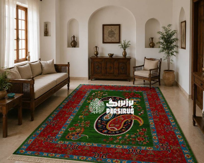 فرش ماشینی بتهگل سرخ