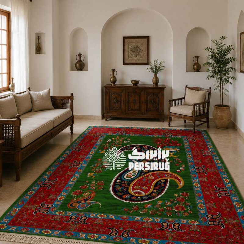 فرش ماشینی بته‌گل سرخ