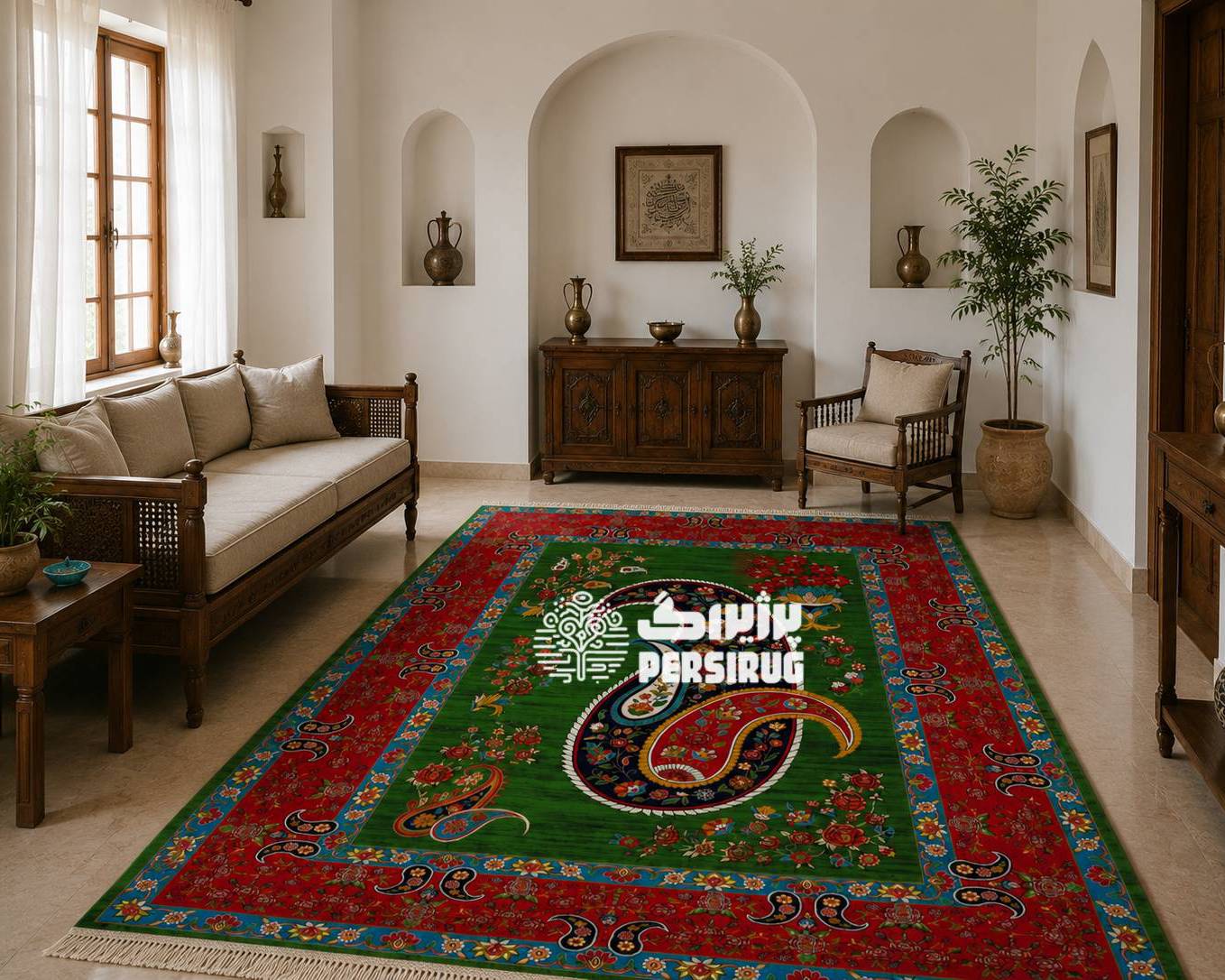 فرش ماشینی بتهگل سرخ