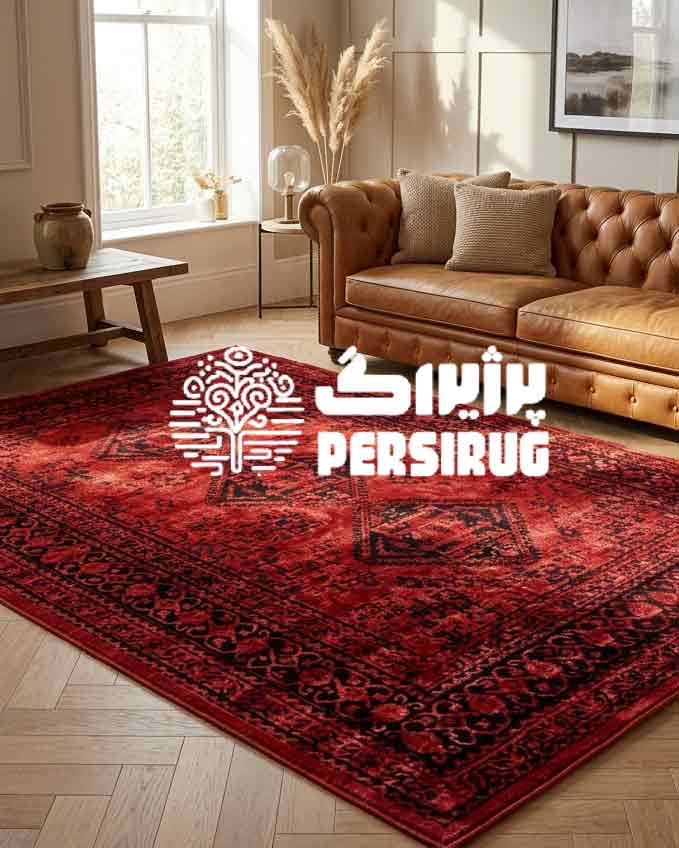 فرش ماشینی شکوه زرین با زمینه روشن برای دکوراسیون پذیرایی