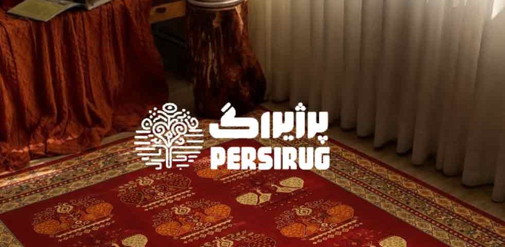 فرش ماشینی باغ قمری زمینه لاکی با حاشیه اسلیمی و نقوش پرنده